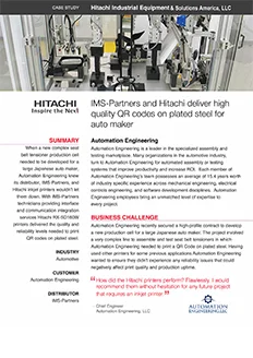 Automaker Achieves Top-Quality QR Codes on Plated Steel with Hitachi Inkjet Printers